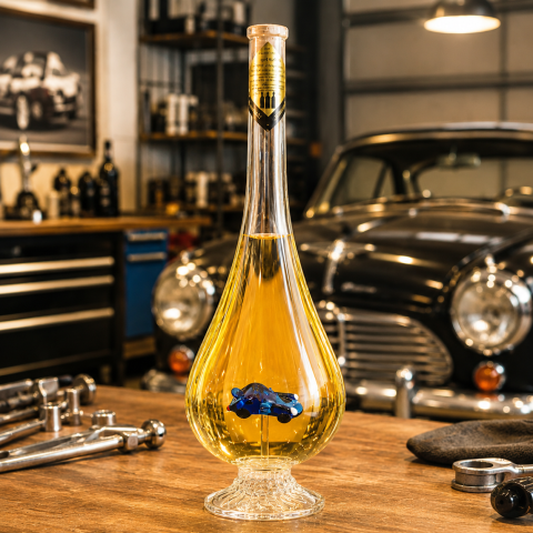 Dekoracyjna butelka w kształcie kropli z Porsche w środku (0,5 l)